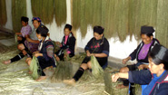 Hmong ladies making cloth