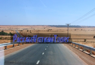 Road travel through the desert near Phan Thiet Mui Ne