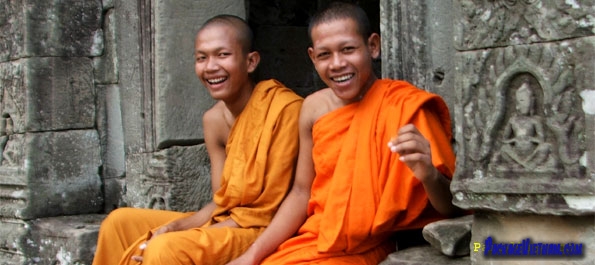 Monks at a Temple of Angkor