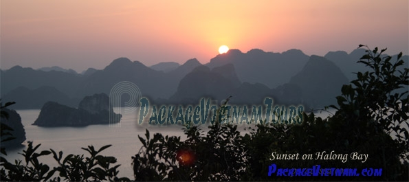 Sunset on Halong Bay Vietnam